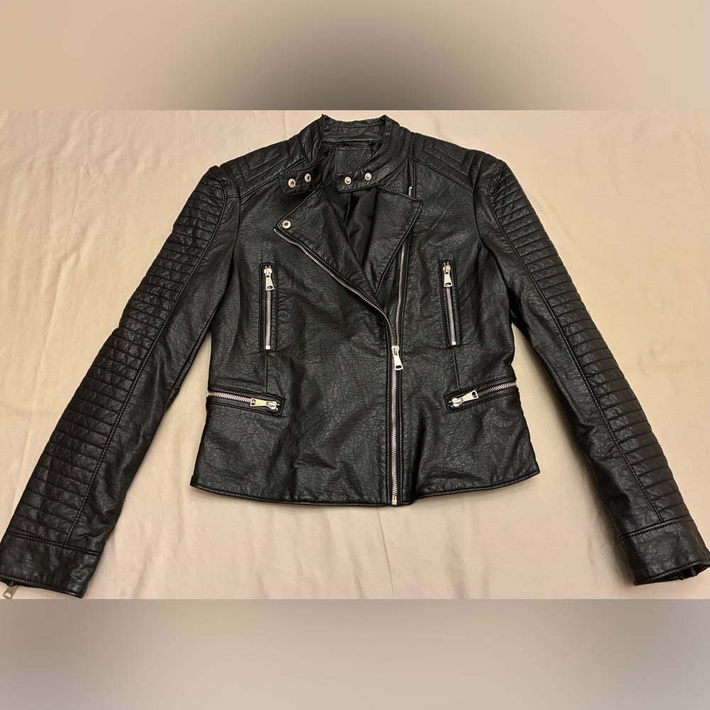 Max Studio Black Leather Moto Jacket